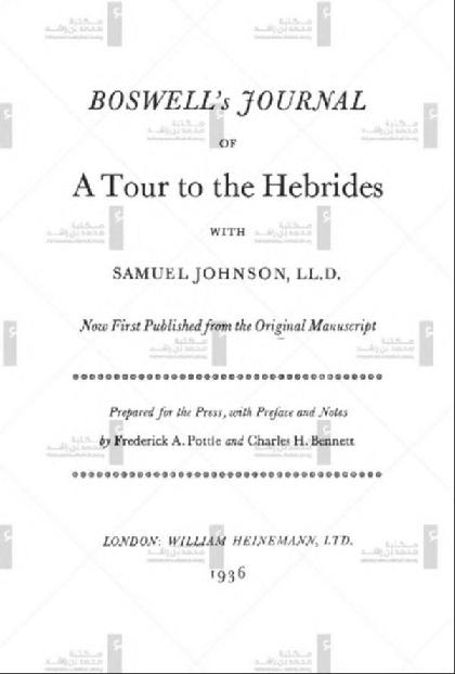  Boswell's journal of a tour to the Hebrides with Samuel Johnson, LL.D.
