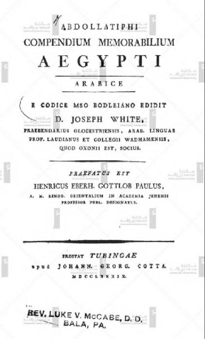  Abdel Latif's Summary of Souvenirs of Egypt: The Arabs