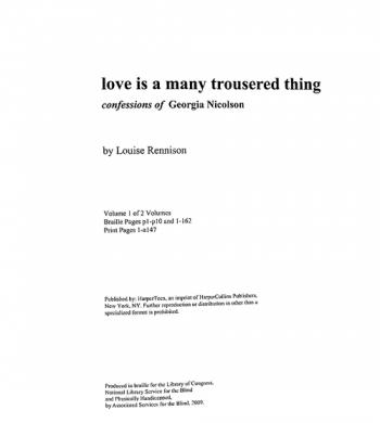  Love is a many trousered thing : confessions of Georgia Nicolson