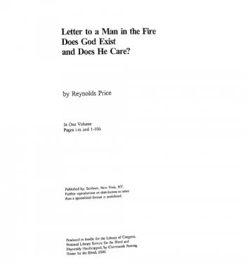  Letter to a man in the fire : does God exist and does He care ?