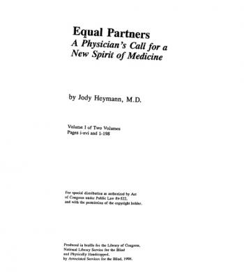  Equal partners : a physician's call for a new spirit of medicine