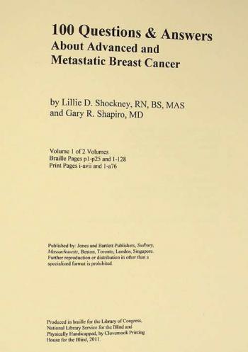  100 questions & answers about advanced and metastatic breast cancer