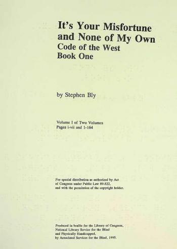  It's your misfortune and none of my own code of the west book one