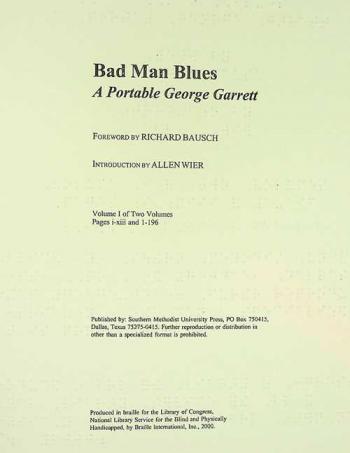  Bad man blues : a portable George Garrett
