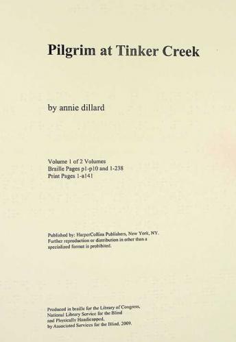 Pilgrim at Tinker Creek