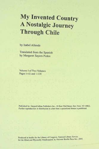 My invented country : a nostalgic journey through Chile