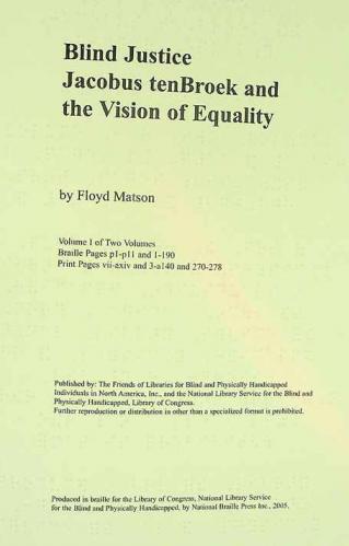  Blind justice : Jacobus tenBroek and the vision of equality