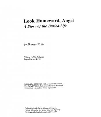 Look homeward, angel : a story of the buried life