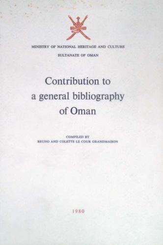  Contribution to a general bibliography of Oman