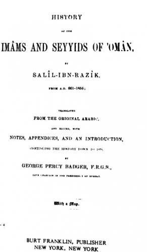 History of the imâms and seyyids of ʼOmân