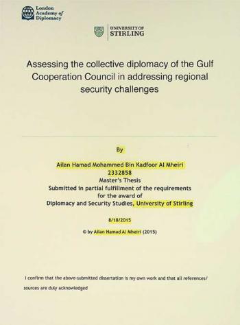  Assessing the collective diplomacy of the gulf cooperation council in addressing regional security challenges