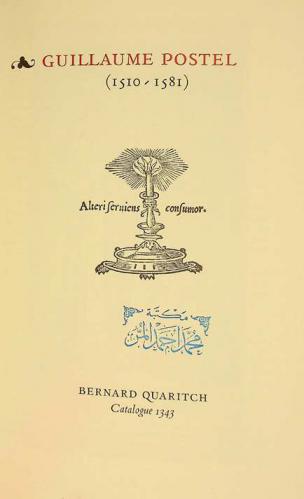  Guillaume Postel (1510-1581)