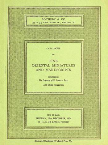  Catalogue of fine Oriental miniatures and manuscripts / which will be sold by auction by Sotheby & Co