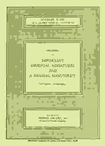  Catalogue of important Oriental miniatures and a Mughal manuscript : the property of a gentleman