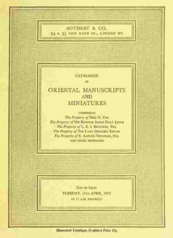  Catalogue of Oriental manuscripts and miniatures