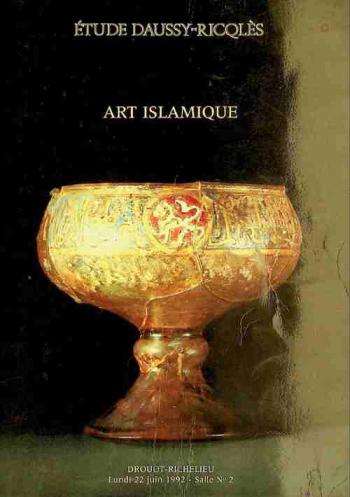  Art islamique : vente aux enchères publiques, le Lundi 22 Juin 1992, a 14 h 15