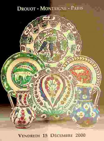  Arts d'Orient : Arts de l'islam et du monde ottoman, la collection Gilbert, céramiques hispano-mauresques et d'Iznik, à divers amateurs, céramiques islamiques, ottomanes, safavides, textiles ottomans, art hispano-arabe, argenterie et mobilier, miniatures et tableau Kadjar, arts du Maroc, objets orientalistes = islamic and ottoman works of art, the Gilbert Collection of Iznik,ottoman textiles, metalwork and furniture, islamic and safavid ceramics, hispano-arabic and moroccan art, miniatures and Qajar painting, orientalist works of art : vente aux enchères publiques, le vendredi 15 décembre 2000 à 14 h 30