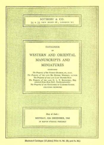  Catalogue of western and oriental manuscripts and miniatures : which will be sold by auction by messrs. SOTHEBY & CO