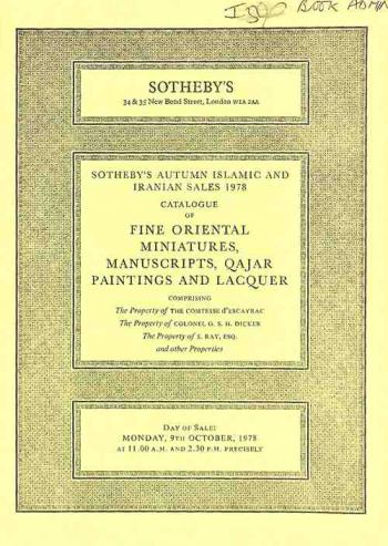 Catalogue of fine Oriental miniatures, manuscripts, Qajar paintings and lacquer