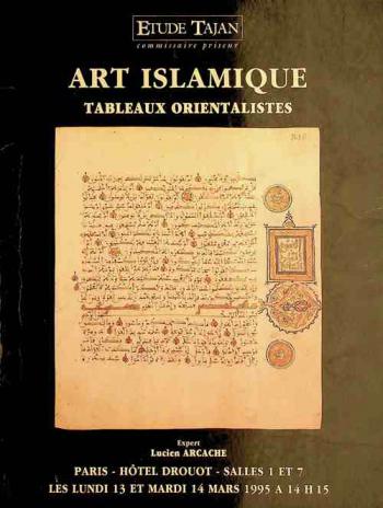  Art islamique : art russe et philhellénique, tableaux orientalistes : vente, Paris, Hôtel Drouot, lundi 13 mars 1995 à 14 h 15, mardi 14 mars 1995 à 14 h 15, salles 1 et 7 réunies