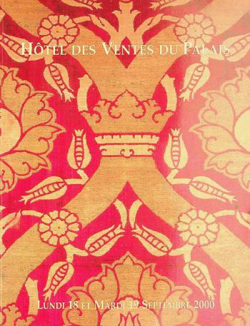  Arts d'orient arts de l'islam archéologie orientalisme : vente aux enchères publiques le lundi 18 et le Mardi 19 Septembre 2000 à 14 heures
