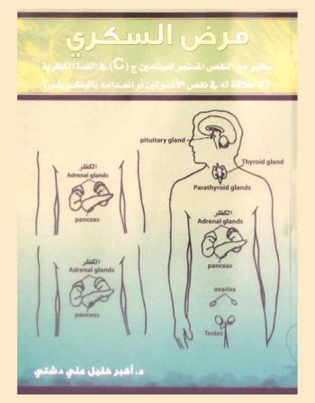 مرض السكري : يظهر مع النقص المستمر لفيتامين ج (C) في الغدة الكظرية : (لا علاقة له في نقص الأنسولين أو انعدامه بالبنكرياس)