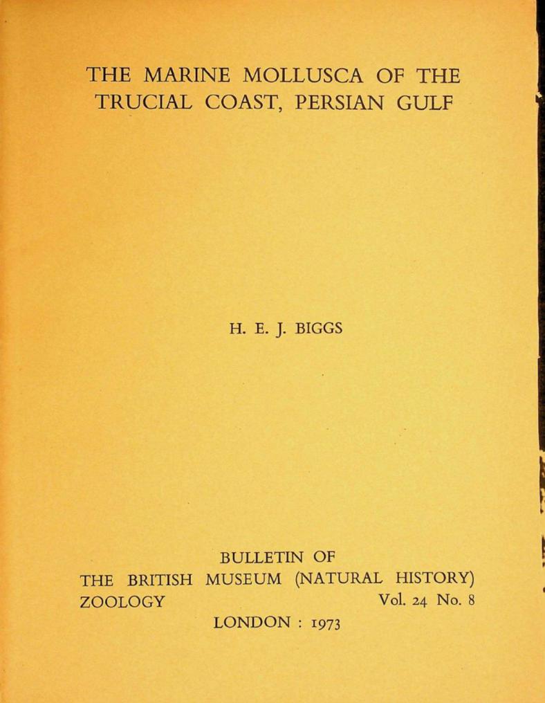  The marine mollusca of the Trucial Coast, Persian Gulf